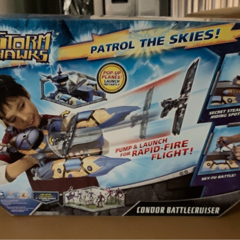 Storm Hawks Condor Battleruiser Action Toy - Blue and Yellow Vintage Toy